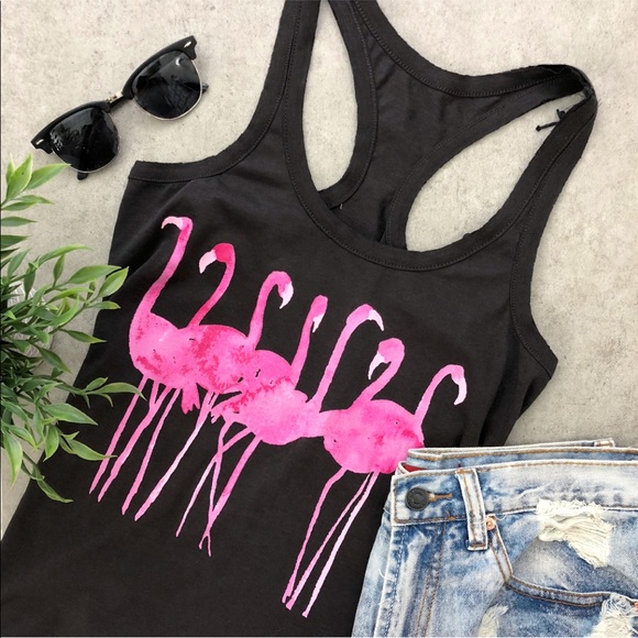 Chaser Tops - NWT Chaser Pink Flamingo Graphic Racerback Tank